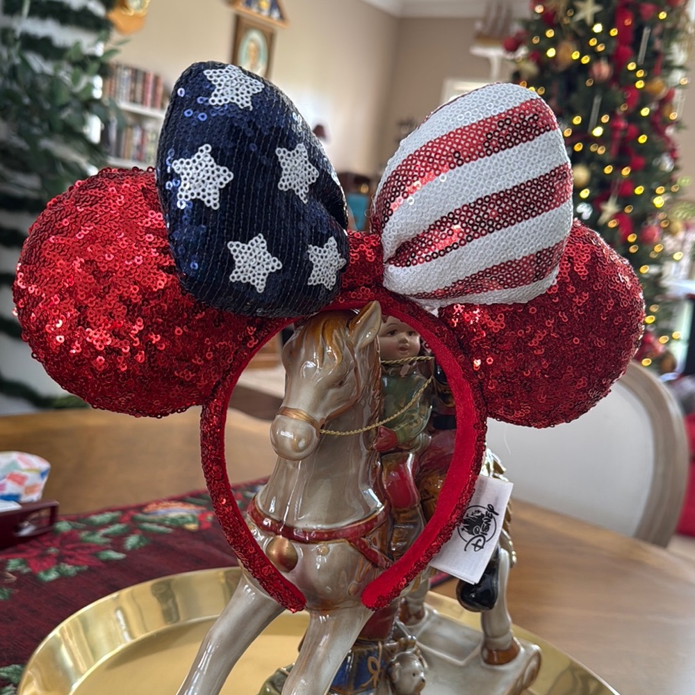 Disney Red and Blue Sequin Minnie Mouse Ears Headband